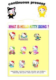 English Worksheet: what is hello kitty doing