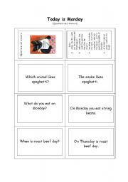 English Worksheet: Today is Monday - questions and answers