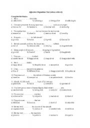 English Worksheet: Adjective-preposition test
