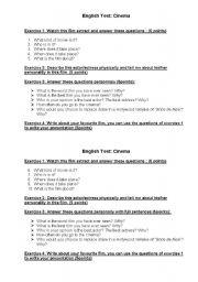 English Worksheet: Test cinema