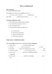 English worksheet: 1st conditional
