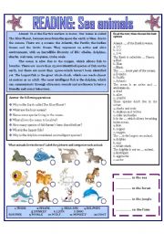 English Worksheet: READING: SEA ANIMALS