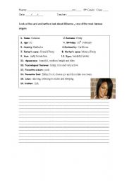 English Worksheet: Rihanna