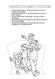 English Worksheet: the family clothes