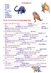English Worksheet: Vocabulary Exercise. Past Simple.
