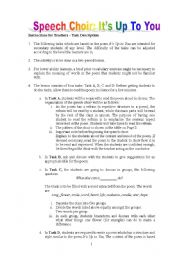 English Worksheet: Speech Choir (Choral Reading) - Its Up To You