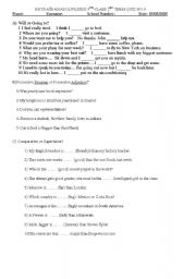 English Worksheet: quiz on will or going to,adjective or adverb,too or enough