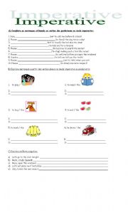 English worksheet: IMPERATIVE