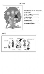 English Worksheet: Family members (The simpsons)