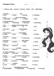 English Worksheet: grammar exam 3