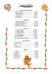 English worksheet: mexican food vocabulary revision