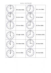 English Worksheet: What time is it? domino
