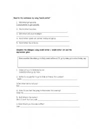 English Worksheet: preferences 