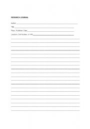 English worksheet: Research Journal