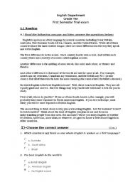 English worksheet: exam