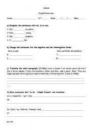 English worksheet: Exercises on 