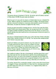 English Worksheet: Saint Patricks History + Questions