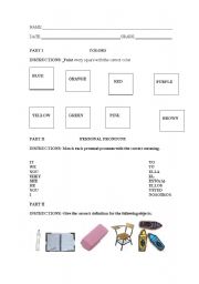 English Worksheet: COLOURS