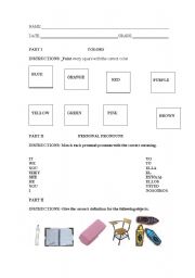 English worksheet: COLOURS