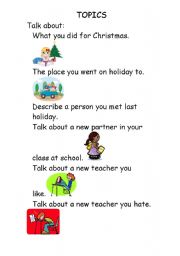 English worksheet: Back to school speaking topics