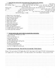 English Worksheet: Revising the past 