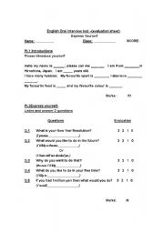 English Worksheet: Speaking test