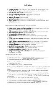 English Worksheet: Body idioms, study guide+exercises + ideas