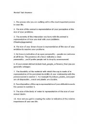 English Worksheet: Mental personality test answer
