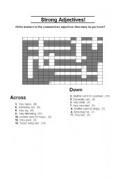 English worksheet: Strong adjective crossword