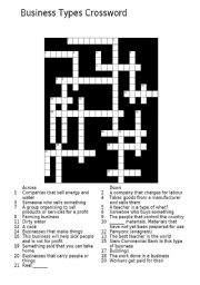 English worksheet: Business Types Crossword