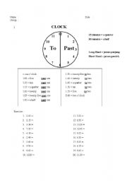 English Worksheet: Clock, Simple Past Tense, Reading Comprehension, Verb TabLe