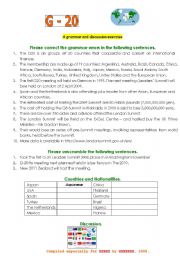 English Worksheet: G-20 London April 2009.  (upper beginner - advanced)