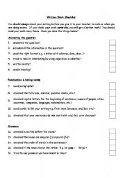 English Worksheet: Written Work Checklist