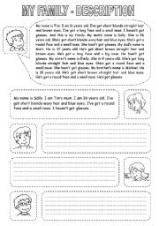 English Worksheet: MY FAMILY - DESCRIPTION