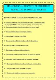 English Worksheet: RELATIVE CLAUSES WITH PREPOSITIONS