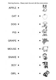 English Worksheet: Matching Exercise