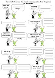 English Worksheet: Dialogue with an Alien