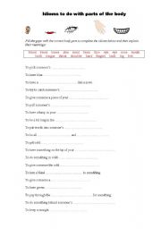 English Worksheet: Idioms to do with parts of the body