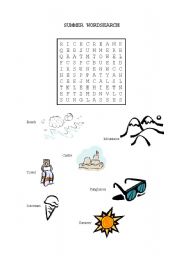 English worksheet: Summer Wordsearch