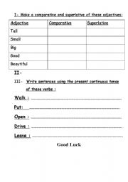 English Worksheet: work sheet 1