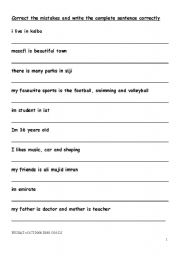 English Worksheet: Editing for punctuation