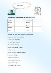 English Worksheet: IMAGINE...