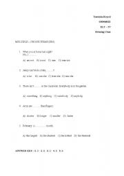 English worksheet: a unique test items for 