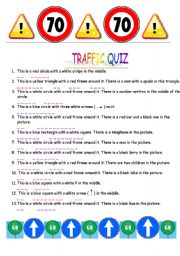 English Worksheet: traffic quiz