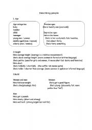 English Worksheet: Describe the look of a person and the personality of a person 