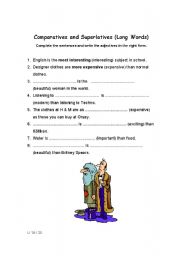 English worksheet: Comarative, Superlative, Long Words