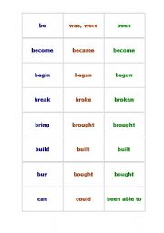 English Worksheet: Irregular verbs (3 forms) for card matching game