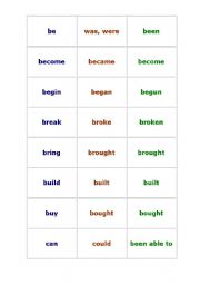 English Worksheet: Irregular verbs (3 forms) for card matching game