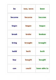 English worksheet: Irregular verbs (3 forms) for card matching game