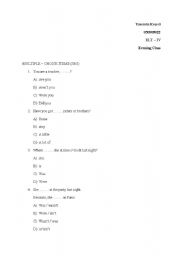 English Worksheet: yds &sbs test items